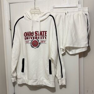 Ohio State University White Hoodie and Shorts Set